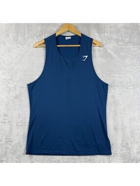 Gymshark Men’s Medium Blue Lightweight Performance Training Gym Workout Tank Top